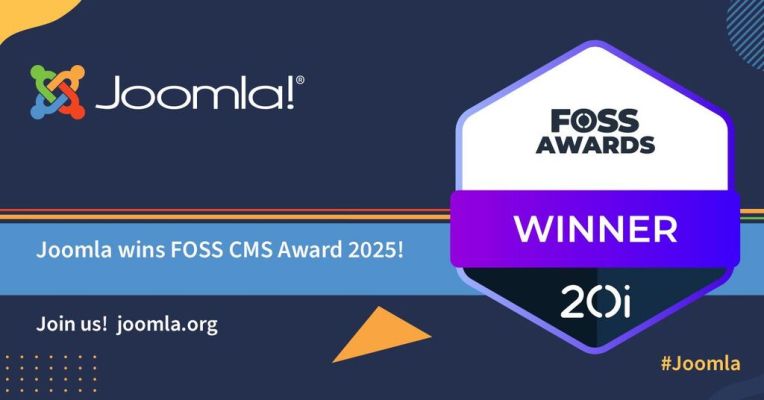 Joomla gewinnt erneut den Preis für das beliebteste Open-Source-CMS bei den 20i FOSS Awards