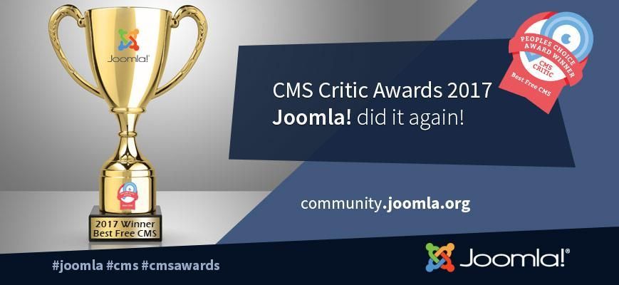 Joomla gewinnt den CMS Critic Award 2017 erneut