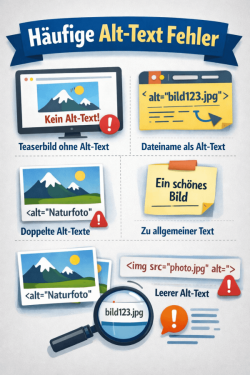Illustration mit Beispielen mit fehlerhaften Alt-Text Bezeichnungen