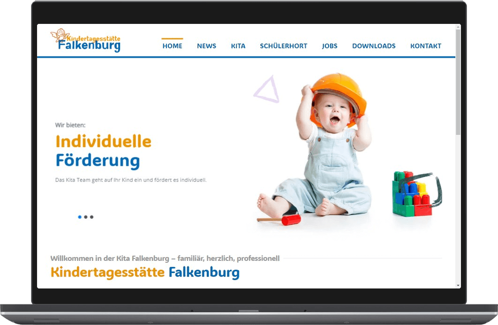 Screenshot der Webseite kibe-thal Kita Falkenburg